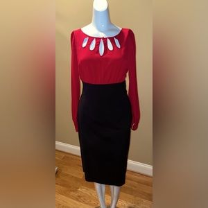 Dazzling White House Black Market red and black size 10 cocktail dress